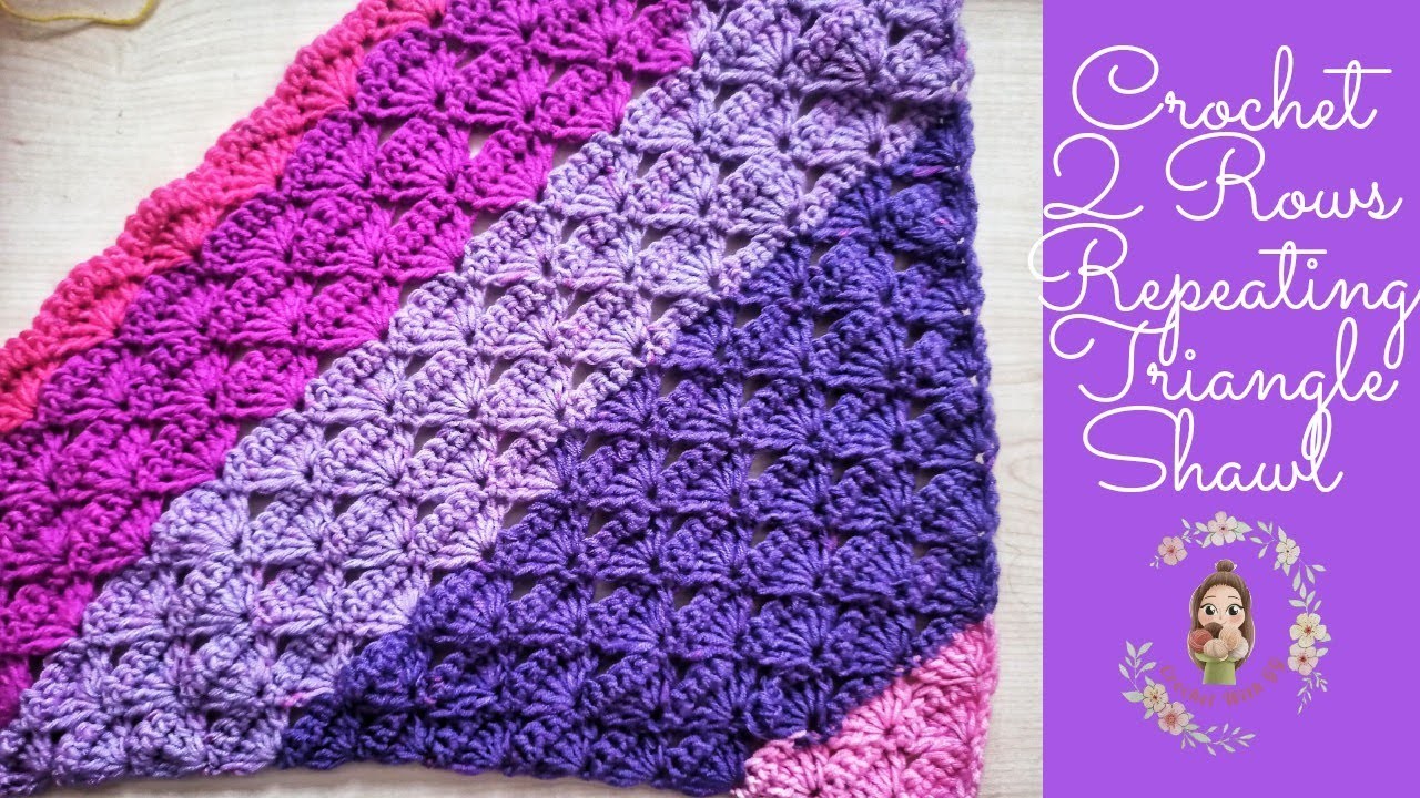 Crochet Simple 2 Rows Repeating Triangle Shawl. Beginner Friendly Tutorial