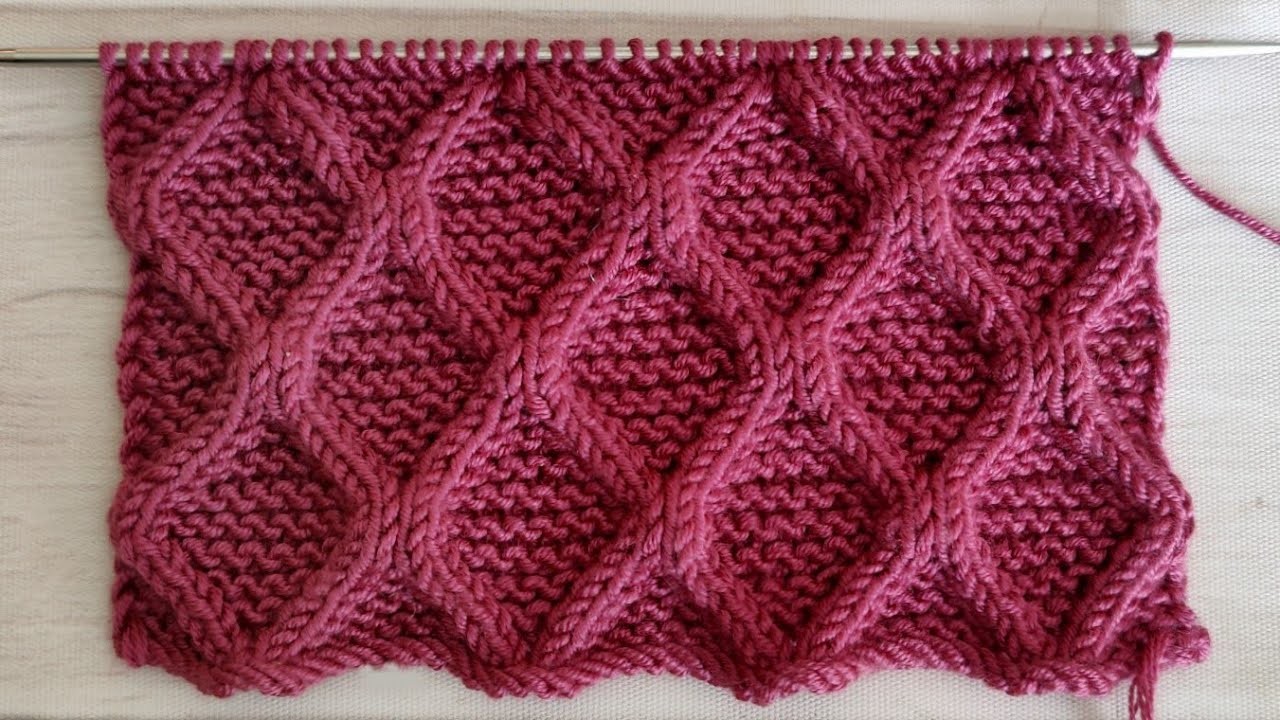 Diamond Cable Knitting Pattern (English Subtitles)