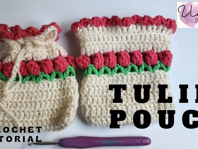 DIY. Crochet Tulip pouch easy tutorial for beginners