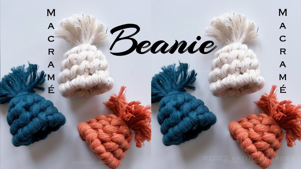 DIY Macrame Beanie. Macrame Knit Hat