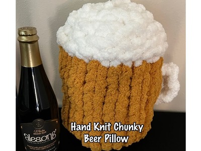 Hand Knit Chunky Beer Pillow