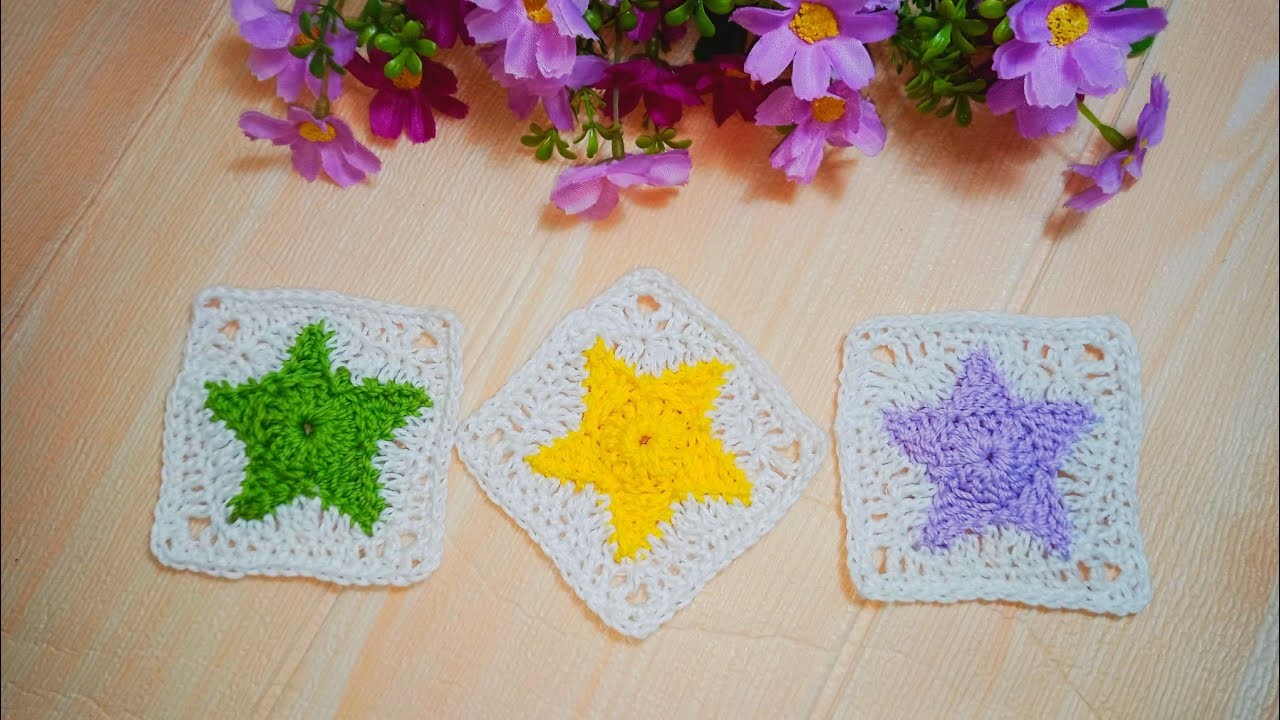 How to Crochet Star Granny Square Easy | Granny Square Crochet Tutorial