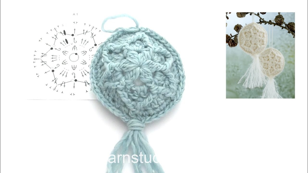 How to crochet the Christmas ball with relief pattern in DROPS Extra 0-1589