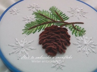 How to embroider a snowflake - Winter embroidery