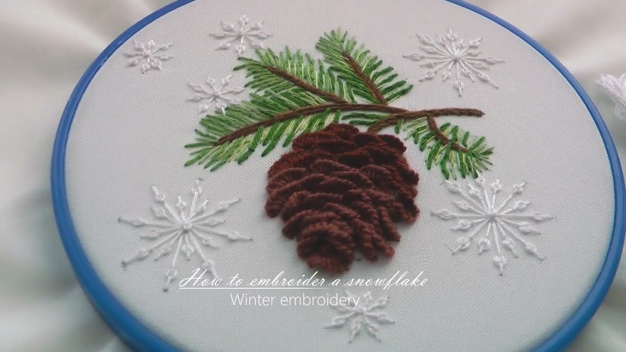 How to embroider a snowflake - Winter embroidery