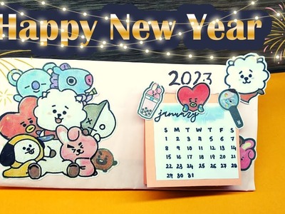 How to make Happy New Year 2023 Calendar || DIY Paper Calendar || Cute BT21 Paper Calendar