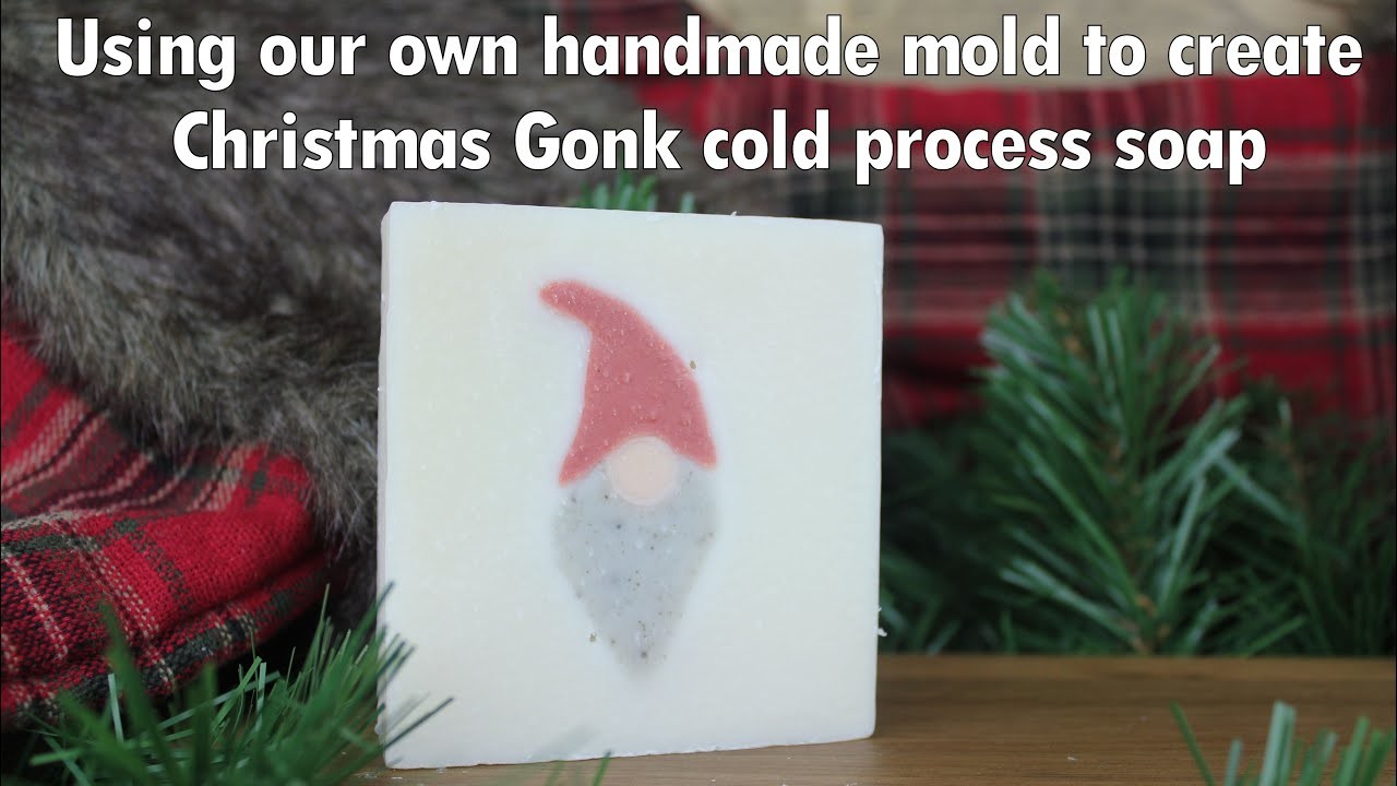 How we made our cold process Christmas Gonk. Gnome candy cane scented soap