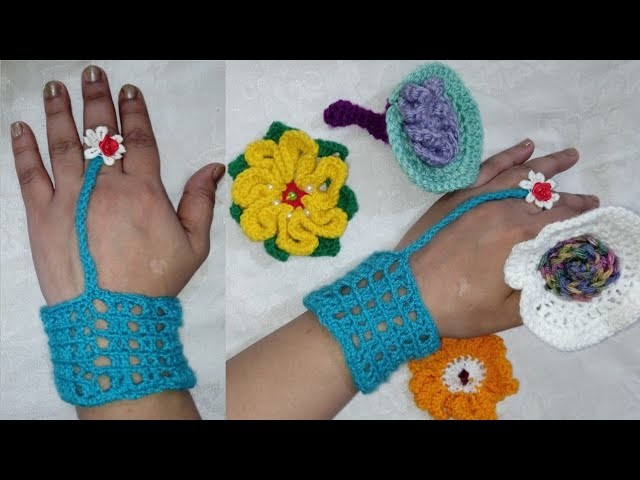 Simple macrame Finger bracelet absolute for beginners #(@SHcrochet)#dress #yarn#wool#youtubevideo