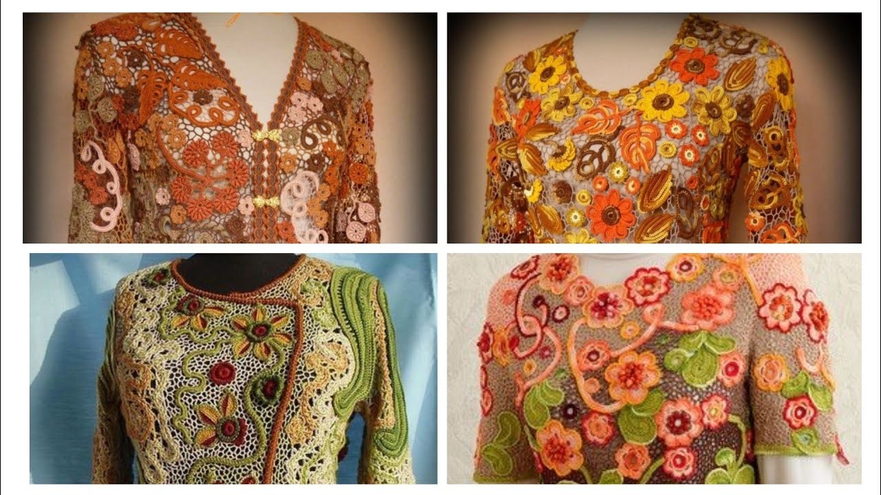 Stunning  amazing gorgeous elegant free crochet work poncho blouse
