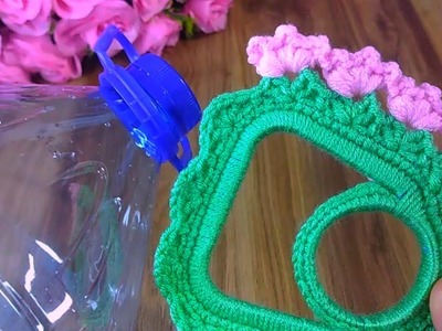 Super???? crochet idea with handle water bottle ✔️knit amazing towel holder for your kitchen ????????