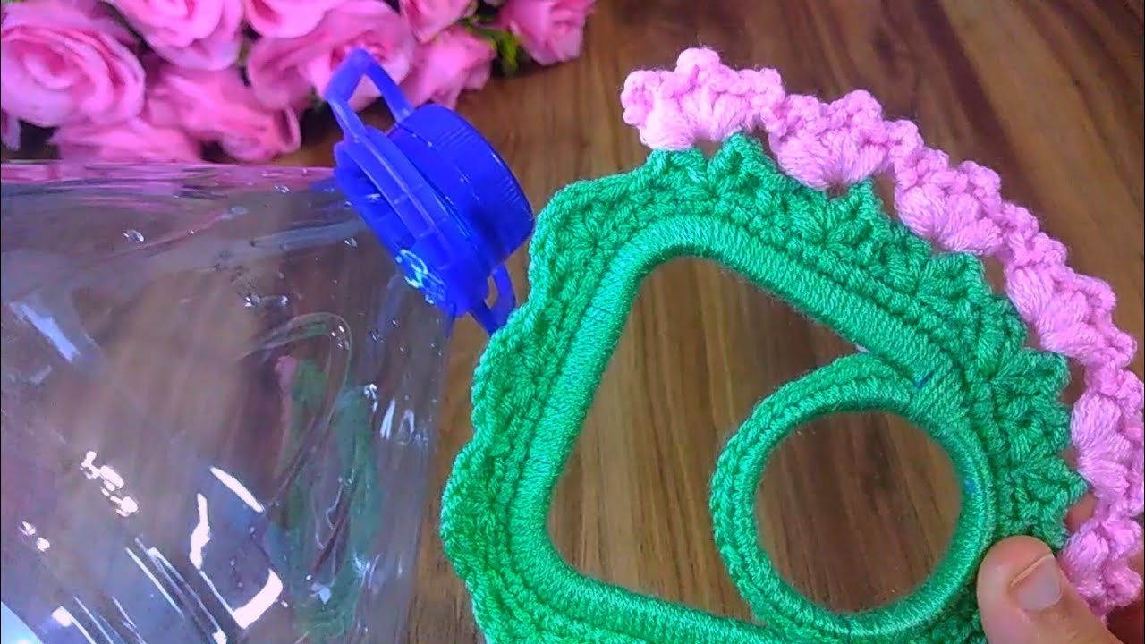 Super???? crochet idea with handle water bottle ✔️knit amazing towel holder for your kitchen ????????