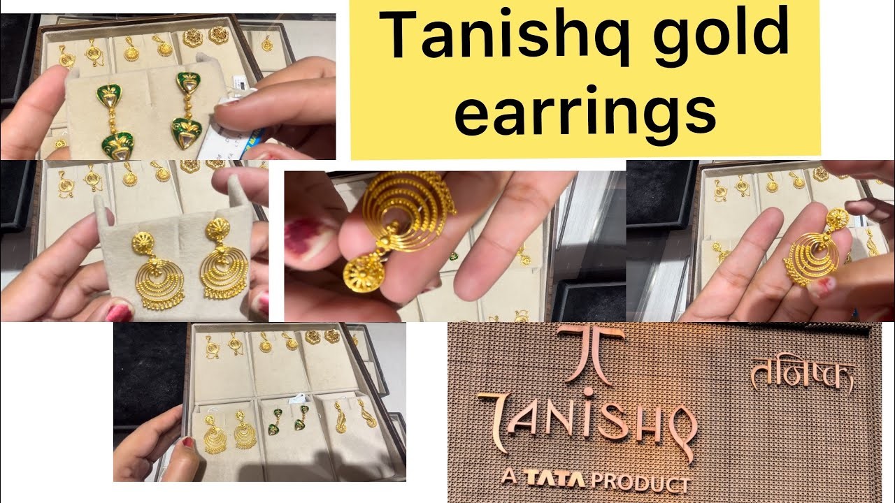 Tanishq gold light weight earrings.daily wear designer earrings with code and price