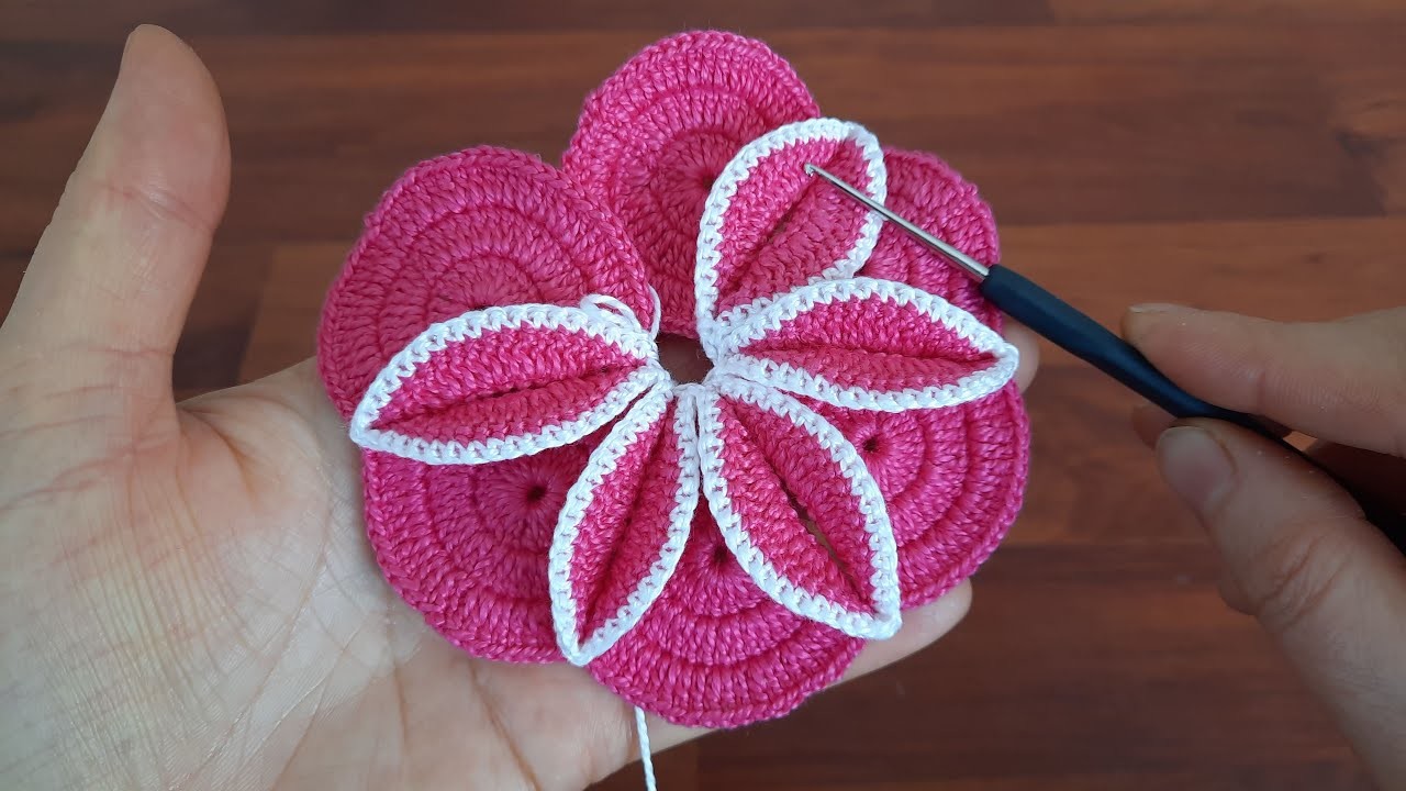 WOW WONDERFUL CROCHET 3D FLOWER knitting pattern lace making, step-by-step explanation for beginners
