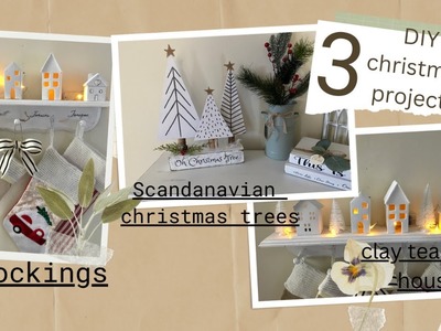 3 Christmas DIY Craft Ideas| Beautiful clay tealight house |thrifted items | gift idea.