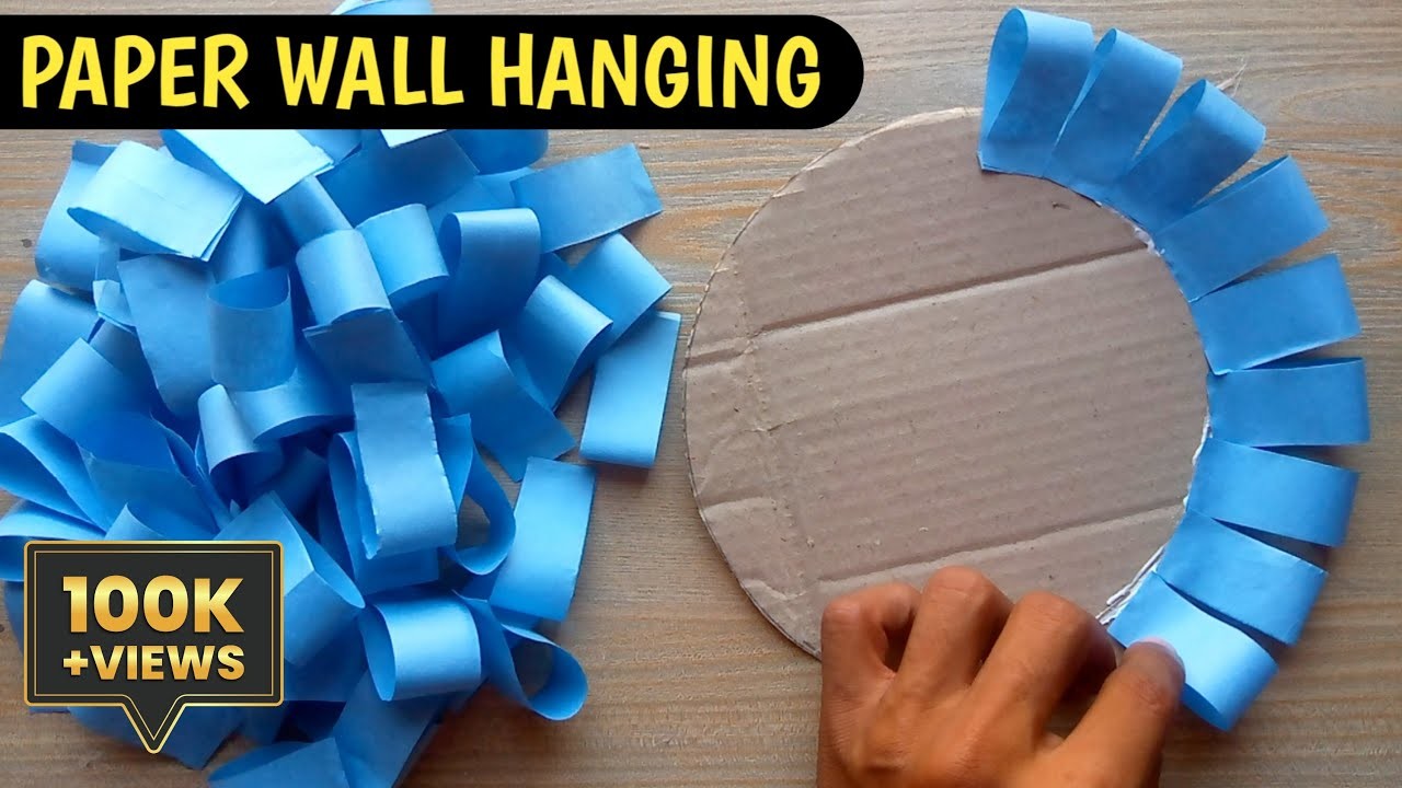 Beautiful Flower Wall Hanging Using A Blue Paper Sheet. Paper Craft For Home Decoration.Craftology