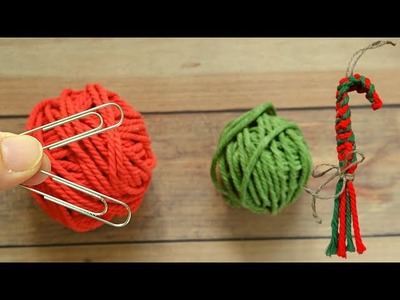 DIY Macrame Candy Cane Ornament | Candy Cane Christmas ornament tutorial  ????