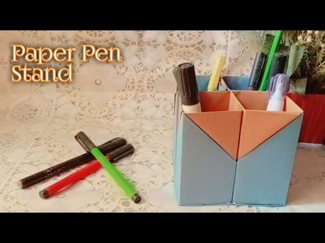 DIY Paper Pen Stand | Paper Pen Holder Craft | How to Make Paper Origami Pen Stand