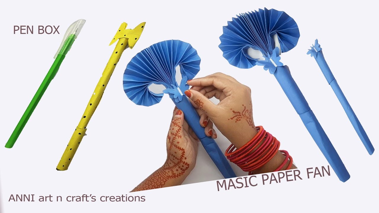 Easy paper pen decor.How to make a pen stand l.paper crafts. magic paper fan