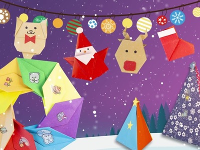 Happy Merry Christmas Origami| Santa Claus | Christmas Poinsettia | Christmas Tree | Donut Origami
