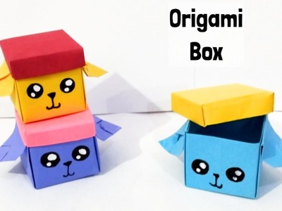 Origami Dog Box - Origami Easy • Paper Crafts • Origami Storage box • origami dog box