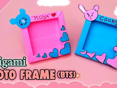 ORIGAMI PHOTO FRAME | How to make a paper photo frame (BTS BT21)