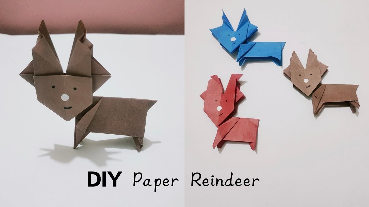 Paper Reindeer | Origami paper crafts | Paper animal crafts | School crafts | Tiny life