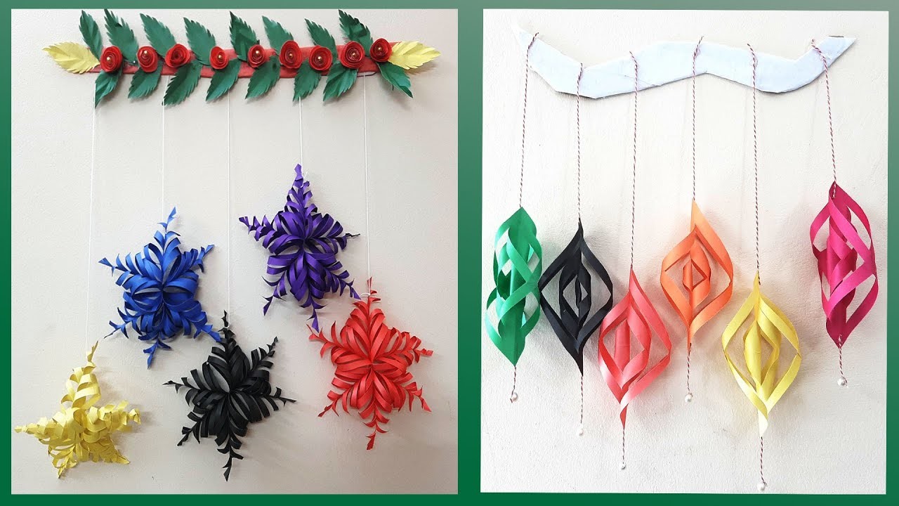 Simple Paper Snowflake Wall Hanging. DIY easy paper crafts tutorial.Attractive Paper wall mate
