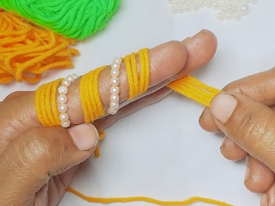 Super Easy &Beautiful Woolen Flower Making Trick With Finger- DIY Woolen Flower -It's so beautiful