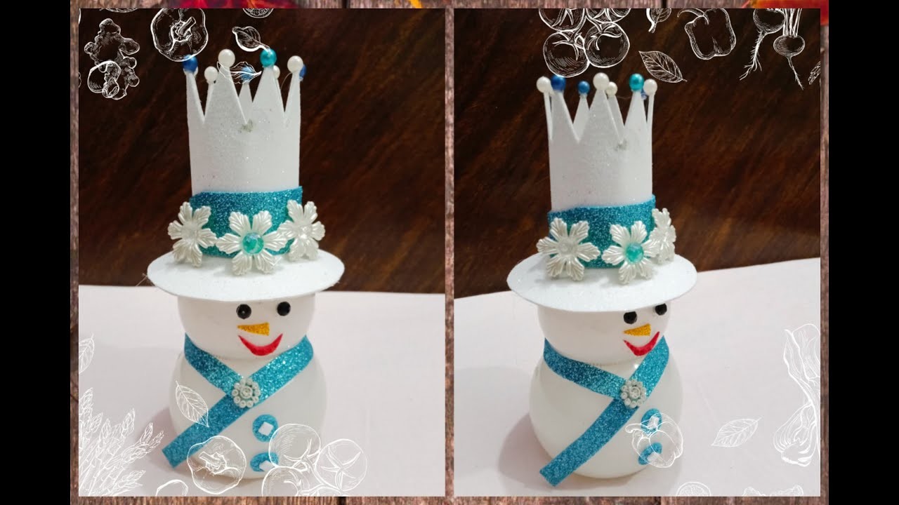 Waste Bulb Craft idea ⛄ || Snowman making with Wasting Bulb & Foam Sheet ⛄ || DIY Snowman Craft Idea