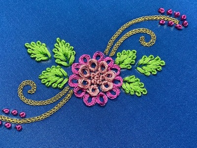 Aari embroidery tutorial.#10. Ring knot embroidery with silk threads