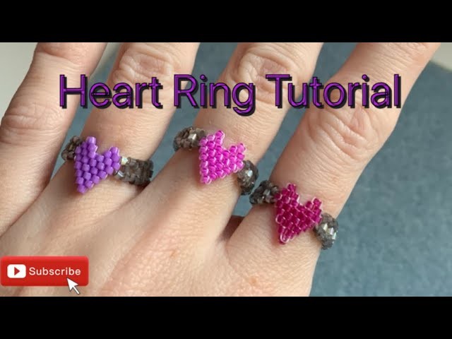 Brick Stitch Heart Ring Beading Tutorial easy to follow guide