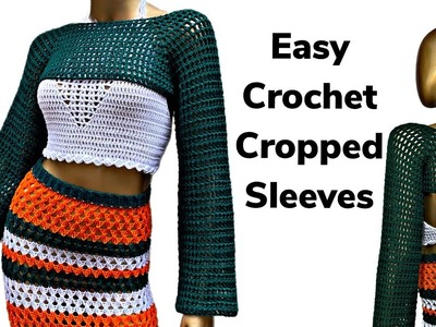 Crochet cropped mesh sleeves tutorial. crochet shrug. crochet bolero tutorial