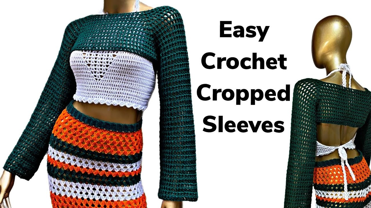 Crochet cropped mesh sleeves tutorial. crochet shrug. crochet bolero tutorial