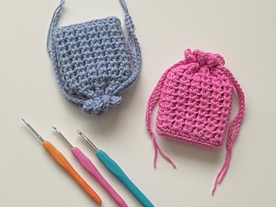 Crochet - Drawstring Mini Pouch - Beginners Friendly Pattern