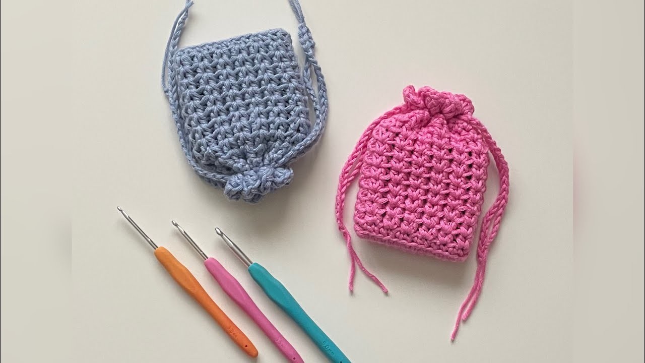 Crochet - Drawstring Mini Pouch - Beginners Friendly Pattern