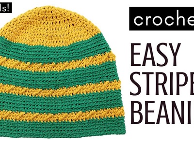 Crochet Easy Beanie - No Tails Color Change!