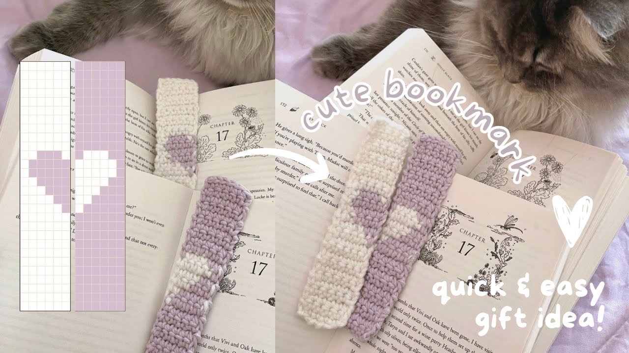 Crochet matching heart bookmarks (gift idea) | beginner-friendly tutorial with pixel grids
