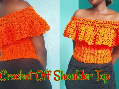 Crochet Ribbed Off Shoulder Top for Beginners