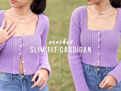 Crochet Ribbed Slim Fit Cardigan Tutorial | Chenda DIY