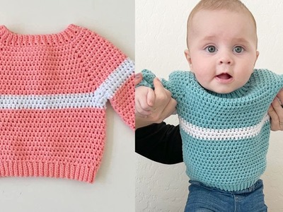 Crochet Simple Stripe Pullover Sweater