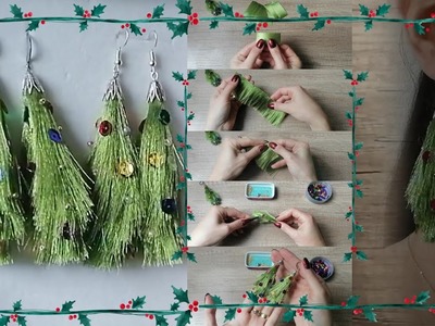 D.I.Y.  Christmas Tree Earrings From Satin Ribbon