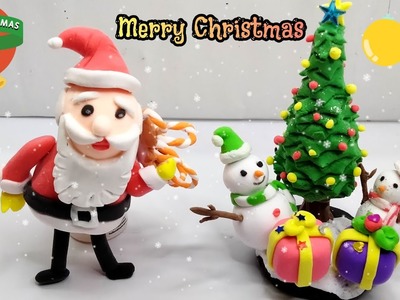 DIY how to make polymer clay miniature Santa Claus.Christmas tree ???? snowman @bismiclaycraft3931