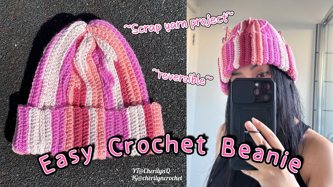 Easy Crochet Beanie Using Scrap Yarn Beginner Tutorial