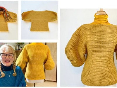 Easy Crochet Bubble Sleeve Three Panel Sweater!  Full Tutorial! @DaisyFarmCrafts