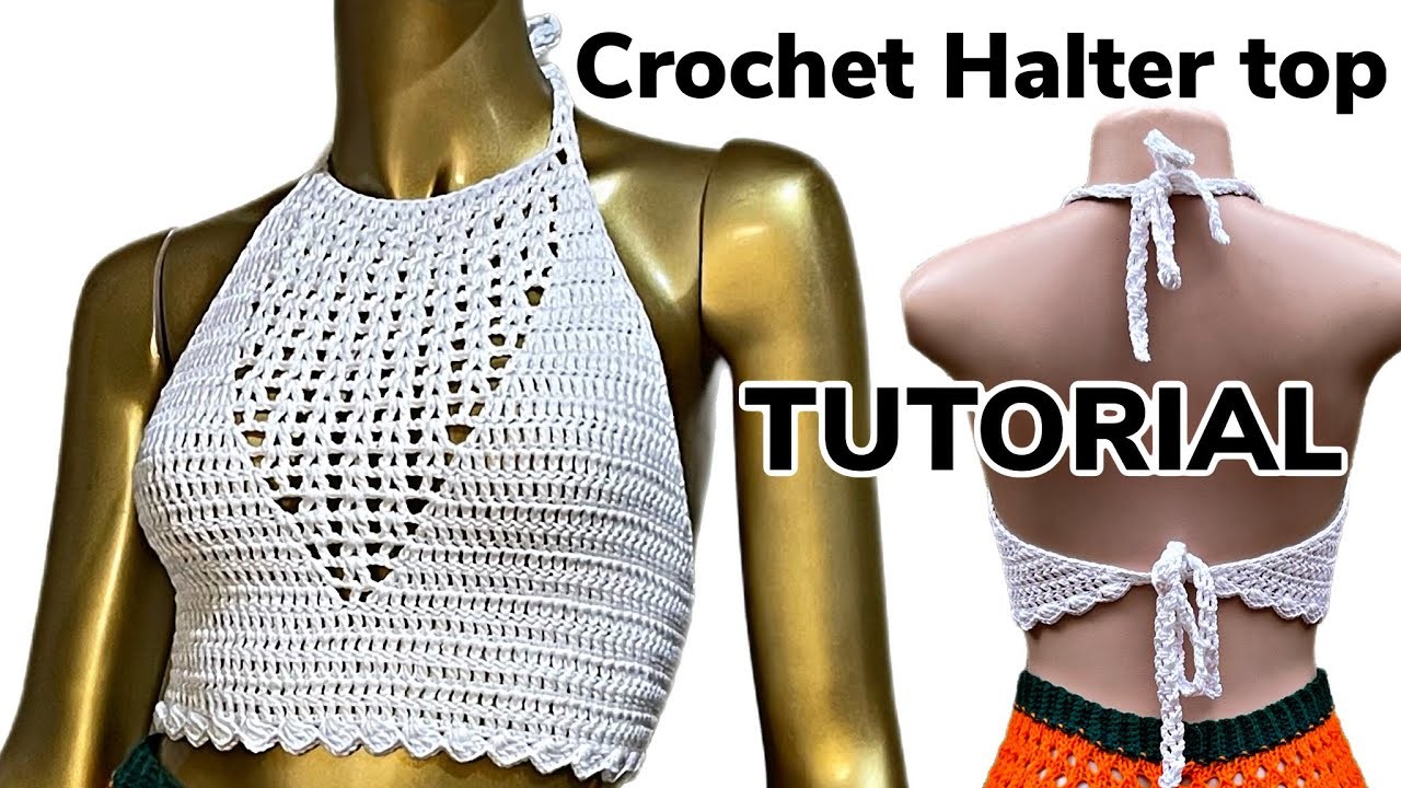 Easy Crochet halter top tutorial | with written pattern