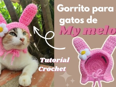 Gorrito para gatos de My melody ????| tutorial crochet | My melody crochet ✨