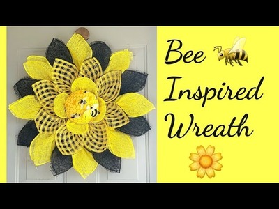 Honey Bee Wreath Mesh Tutorial DIY Crafts spring decor  Crafting With Ollie