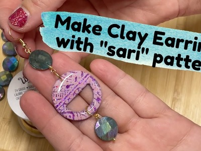 How to create polymer clay earrings with glitter chalk paint silk screen partner UV resin and beads