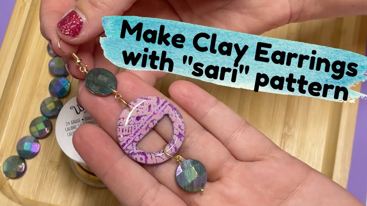 How to create polymer clay earrings with glitter chalk paint silk screen partner UV resin and beads