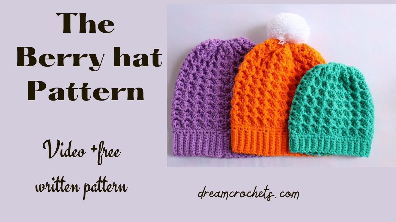 How to Crochet an Easy Textured Beanie | Crochet Berry Hat.